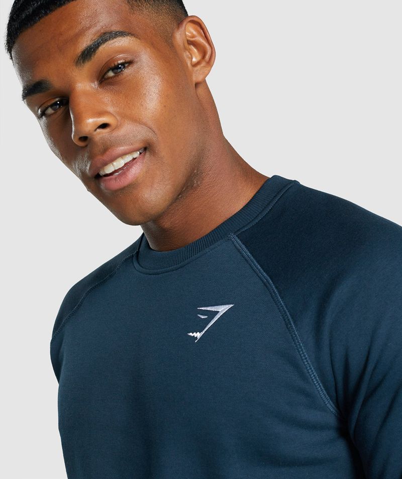 Men's Gymshark Crest Sweatshirts Navy | USA  4631-SULGV