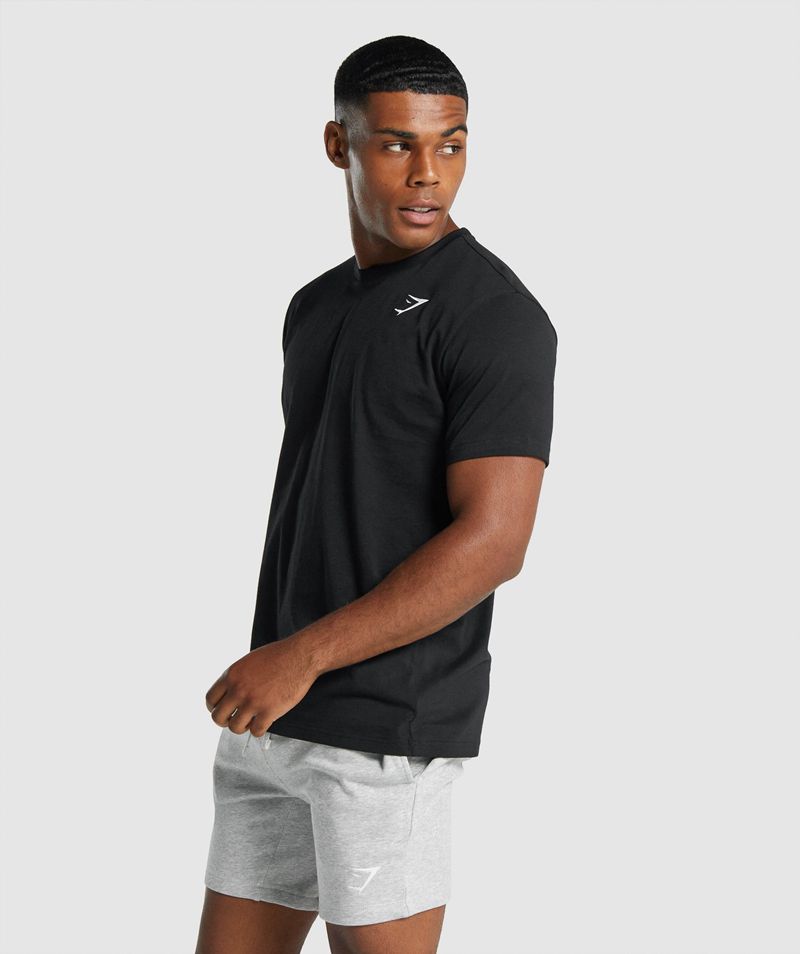 Men's Gymshark Crest T-Shirts Black | USA  2390-GVREC