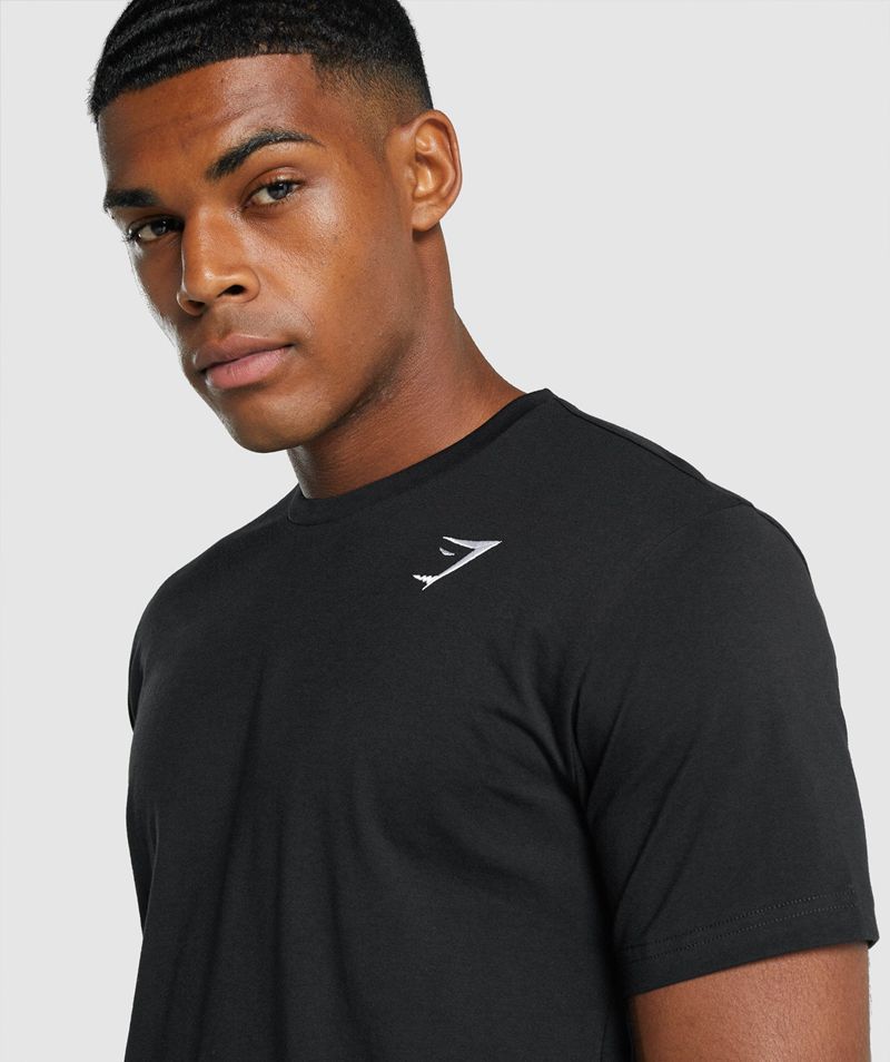 Men's Gymshark Crest T-Shirts Black | USA  2390-GVREC