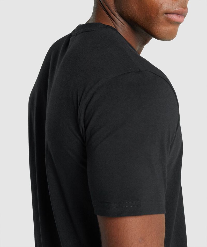 Men's Gymshark Crest T-Shirts Black | USA  2390-GVREC