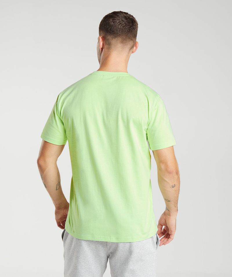 Men's Gymshark Crest T-Shirts Green | USA  3641-MKLFS