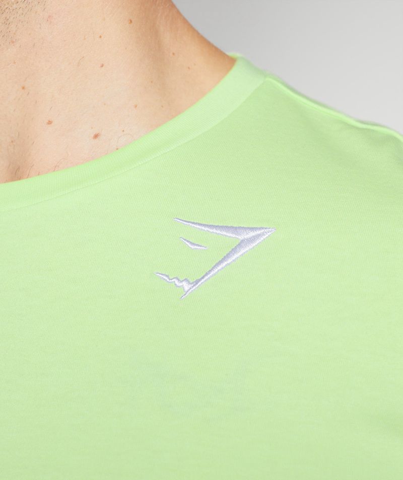 Men's Gymshark Crest T-Shirts Green | USA  3641-MKLFS