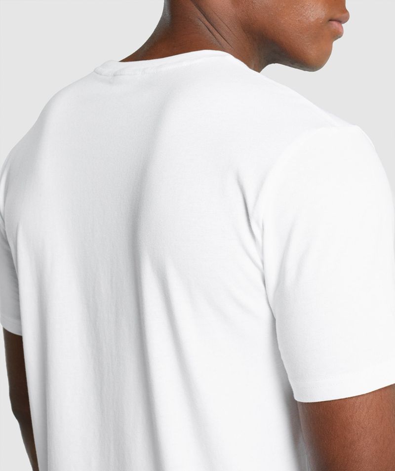 Men's Gymshark Crest T-Shirts White | USA  5431-RJFLM