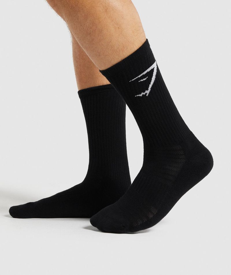 Men's Gymshark Crew 3pk Socks Black | USA  4138-UBOEY