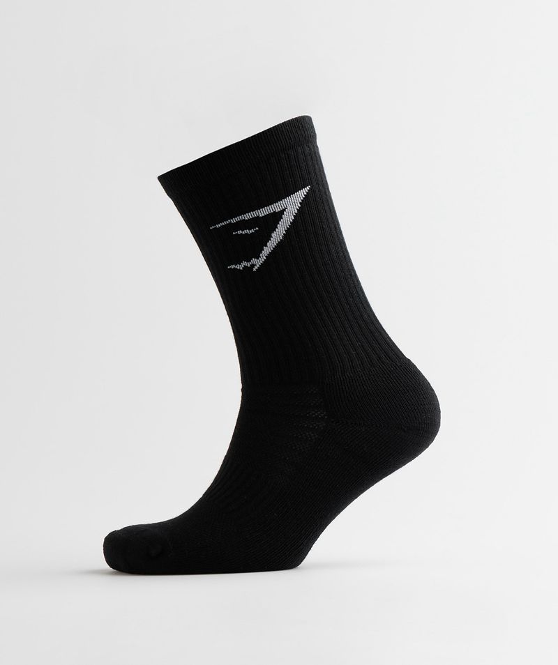 Men\'s Gymshark Crew 3pk Socks Black | USA  4138-UBOEY