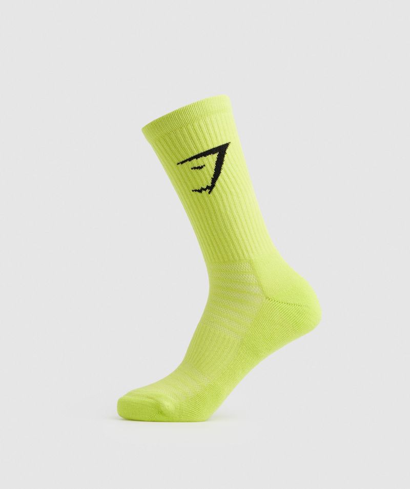 Men's Gymshark Crew 3pk Socks Black Grey Green | USA  8079-DKUYJ