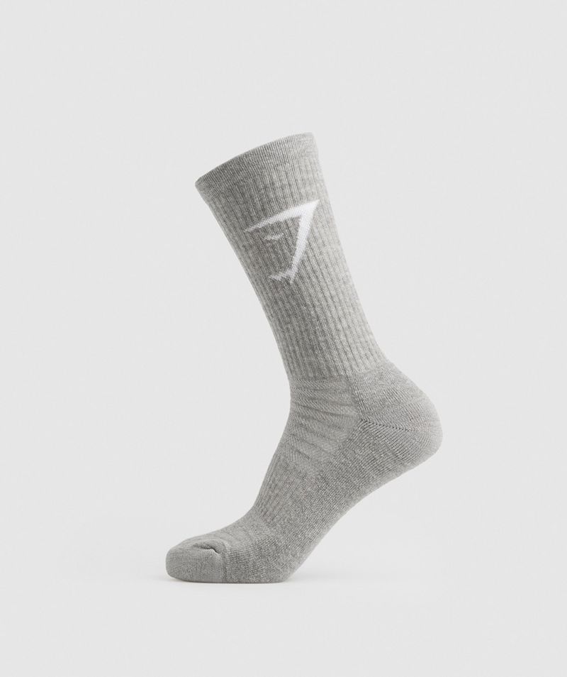 Men's Gymshark Crew 3pk Socks Black Grey Green | USA  8079-DKUYJ