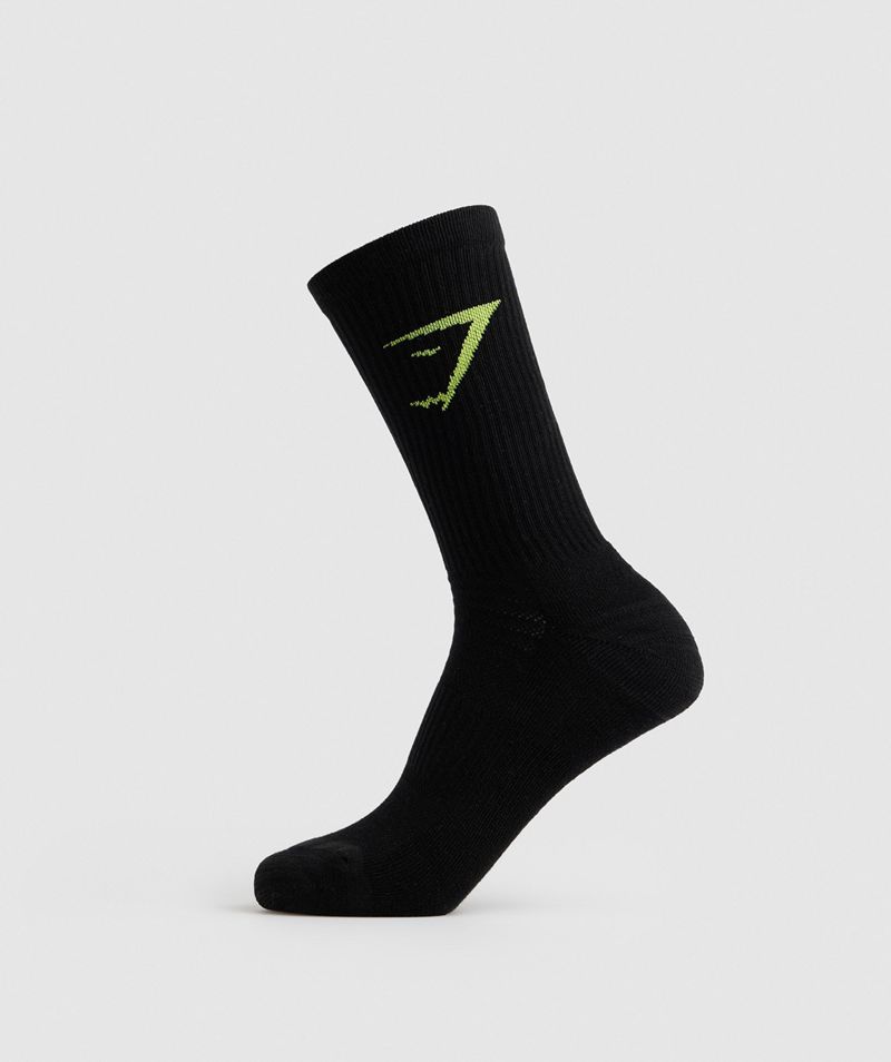 Men's Gymshark Crew 3pk Socks Black Grey Green | USA  8079-DKUYJ