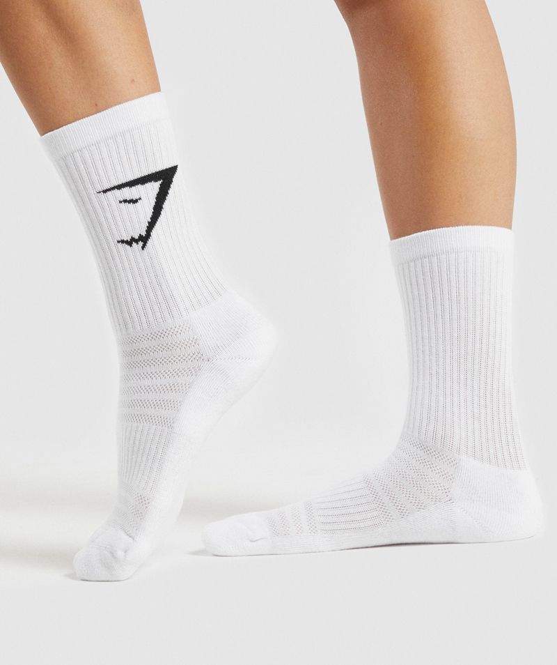 Men's Gymshark Crew 3pk Socks White | USA  0732-QPDUJ