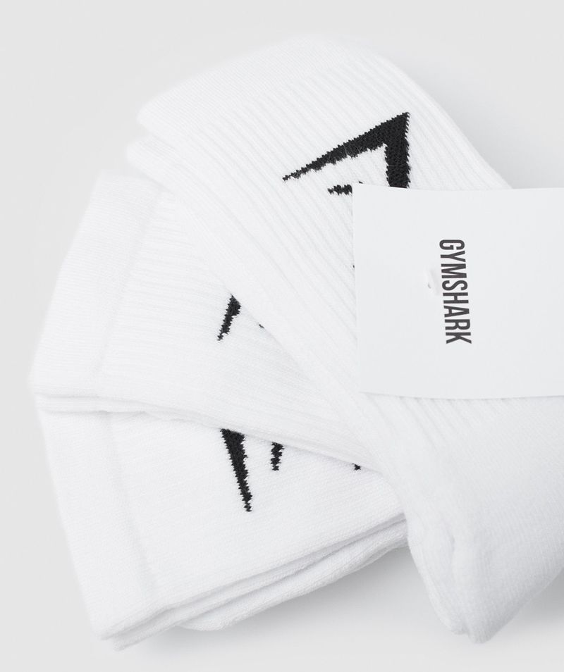 Men's Gymshark Crew 3pk Socks White | USA  0732-QPDUJ