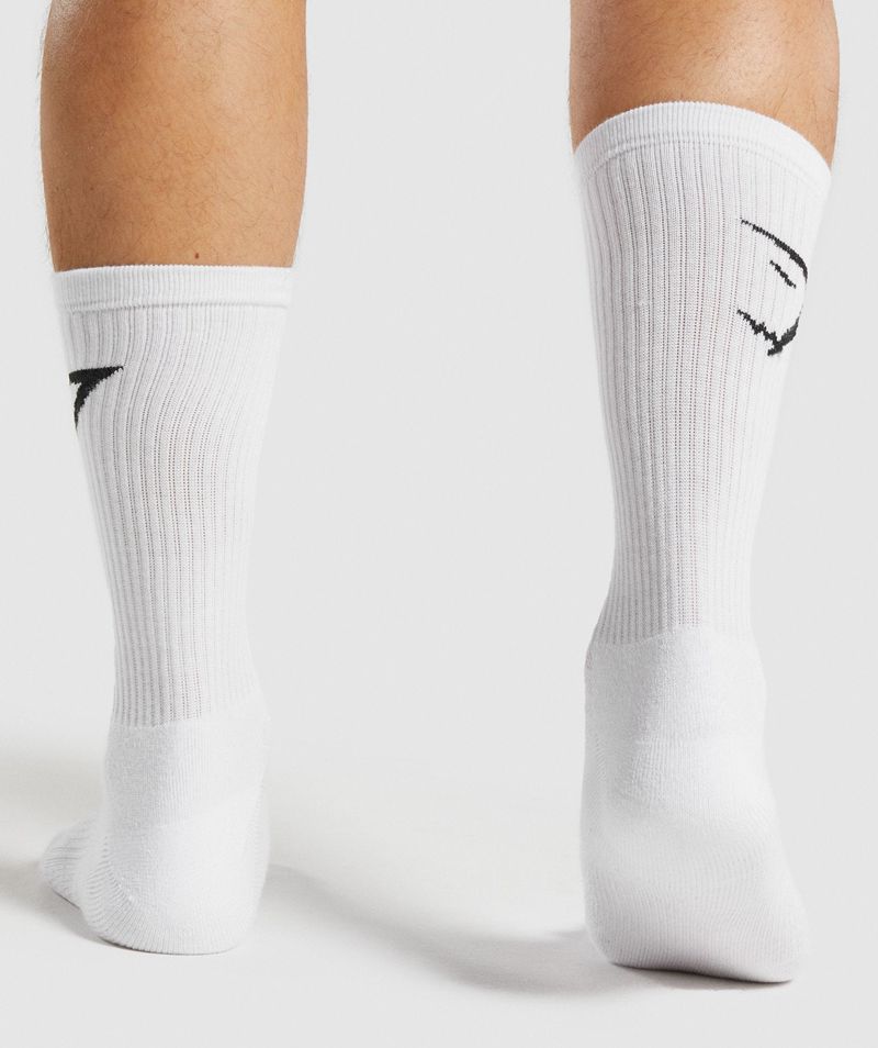 Men's Gymshark Crew 3pk Socks White | USA  0732-QPDUJ