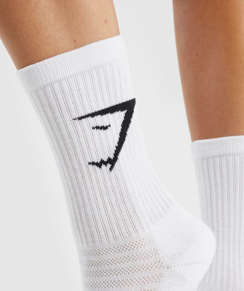 Men's Gymshark Crew 3pk Socks White | USA  0732-QPDUJ