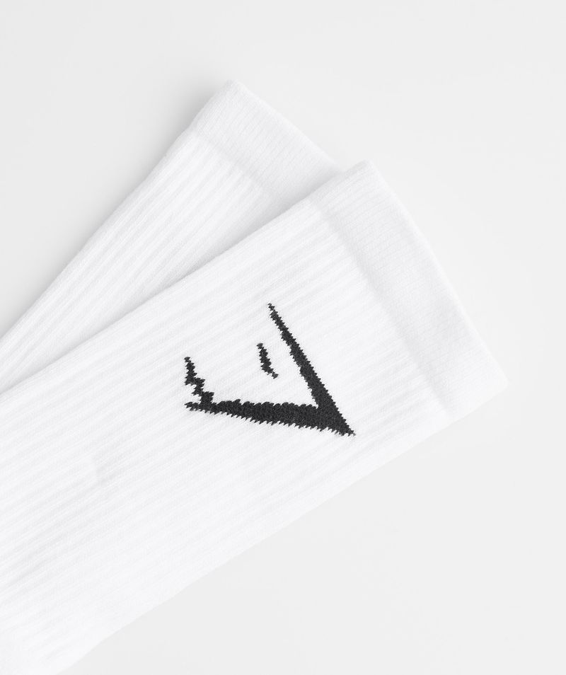 Men's Gymshark Crew 3pk Socks White | USA  0732-QPDUJ