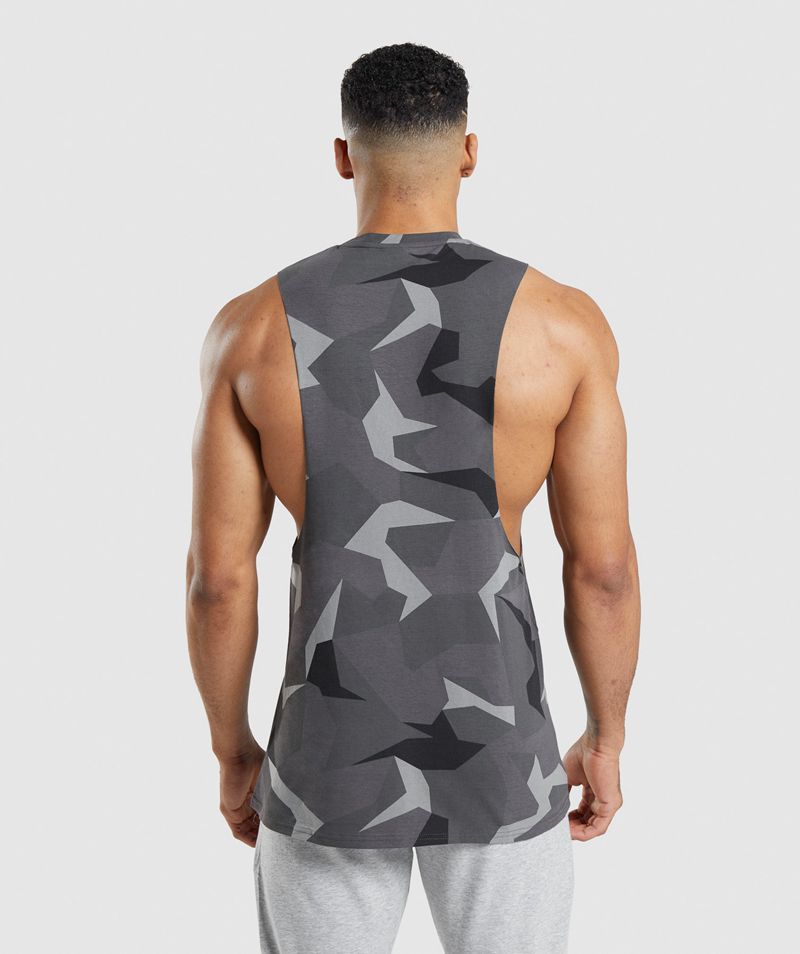 Men's Gymshark Critical Drop Arm Tank Tops Black | USA  6157-KFENR