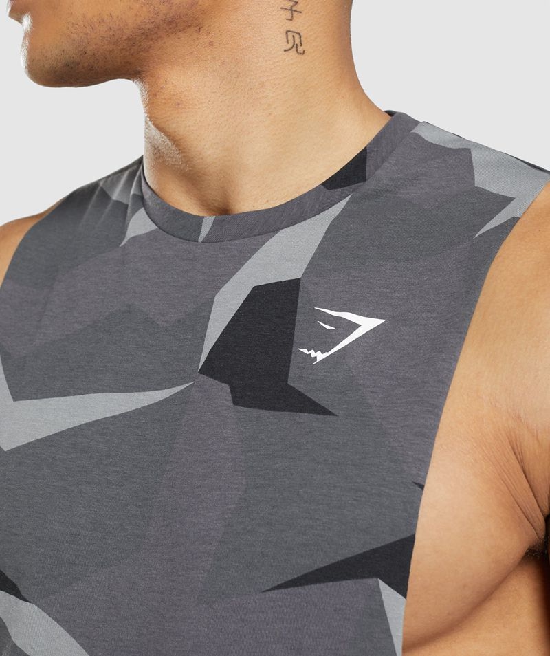 Men's Gymshark Critical Drop Arm Tank Tops Black | USA  6157-KFENR