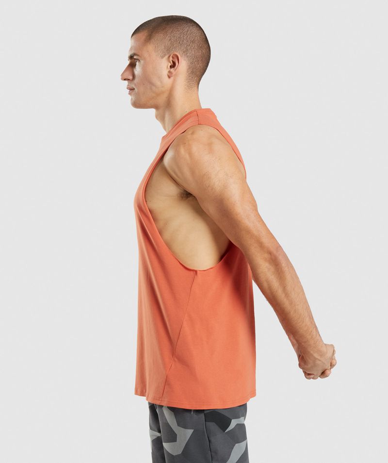 Men's Gymshark Critical Drop Arm Tank Tops Orange | USA  8542-GWLTM