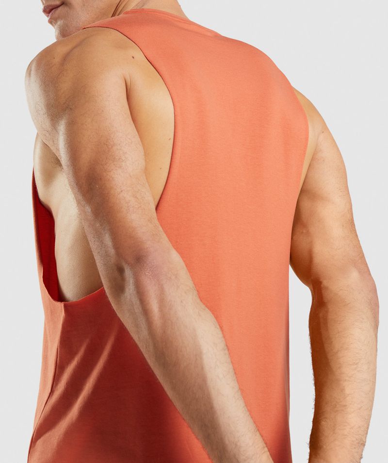 Men's Gymshark Critical Drop Arm Tank Tops Orange | USA  8542-GWLTM