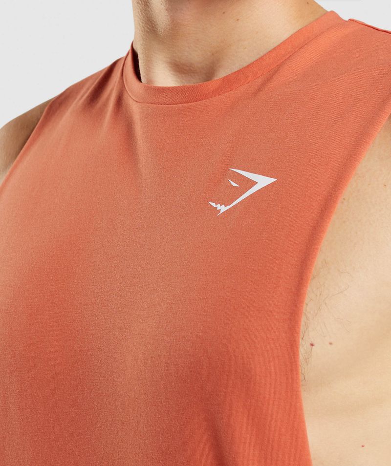 Men's Gymshark Critical Drop Arm Tank Tops Orange | USA  8542-GWLTM