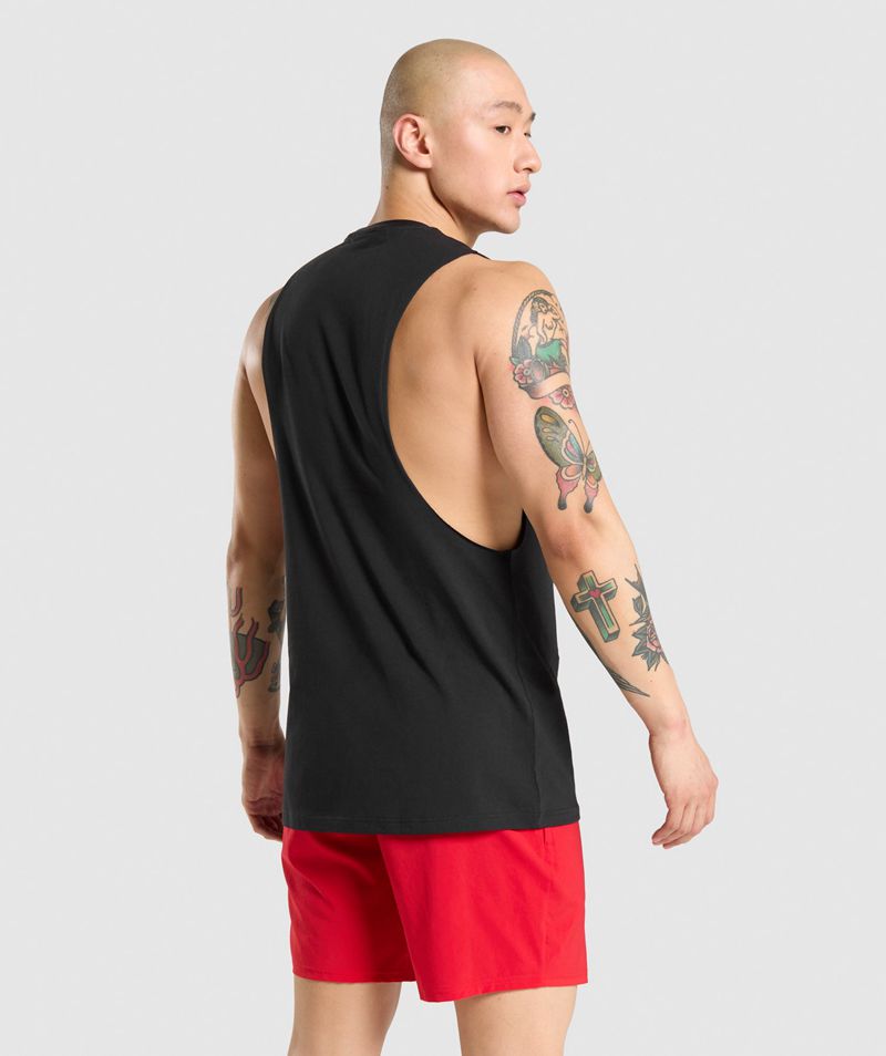 Men's Gymshark Critical Drop Arm Tank Tops Black | USA  9120-DHBWM