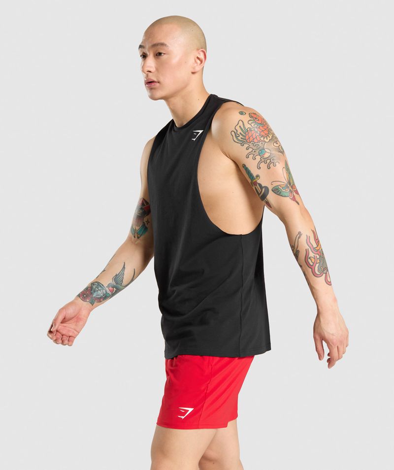 Men's Gymshark Critical Drop Arm Tank Tops Black | USA  9120-DHBWM