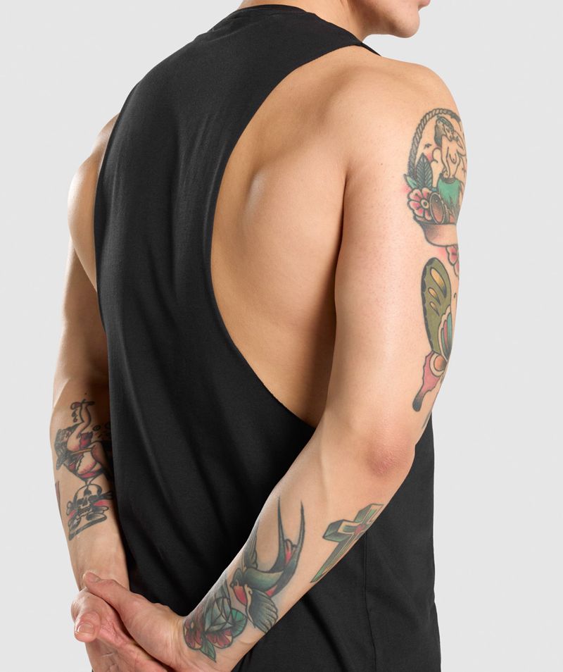 Men's Gymshark Critical Drop Arm Tank Tops Black | USA  9120-DHBWM