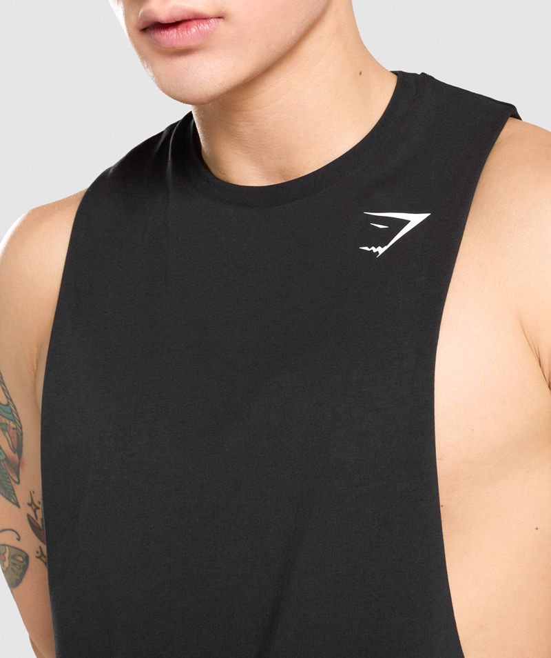 Men's Gymshark Critical Drop Arm Tank Tops Black | USA  9120-DHBWM