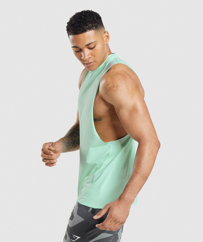 Men's Gymshark Critical Drop Arm Tank Tops Turquoise | USA  9210-VNGLH