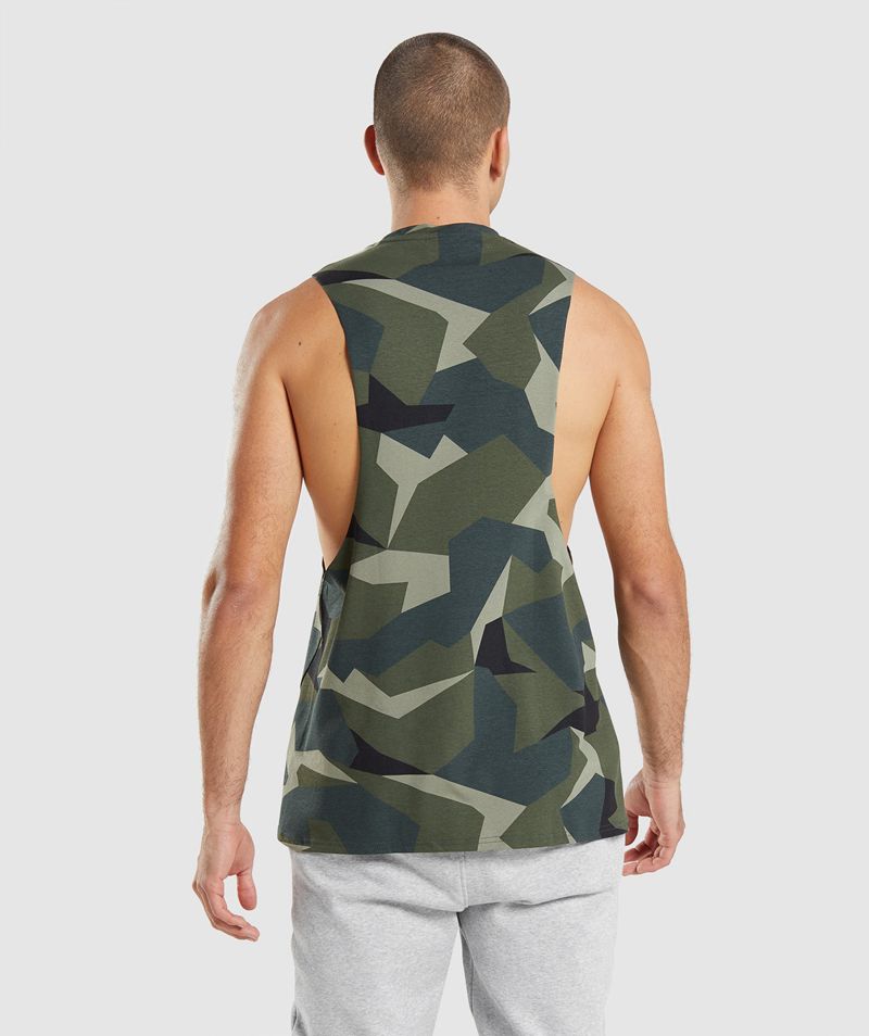 Men's Gymshark Critical Drop Arm Tank Tops Green | USA  9813-BMUNP