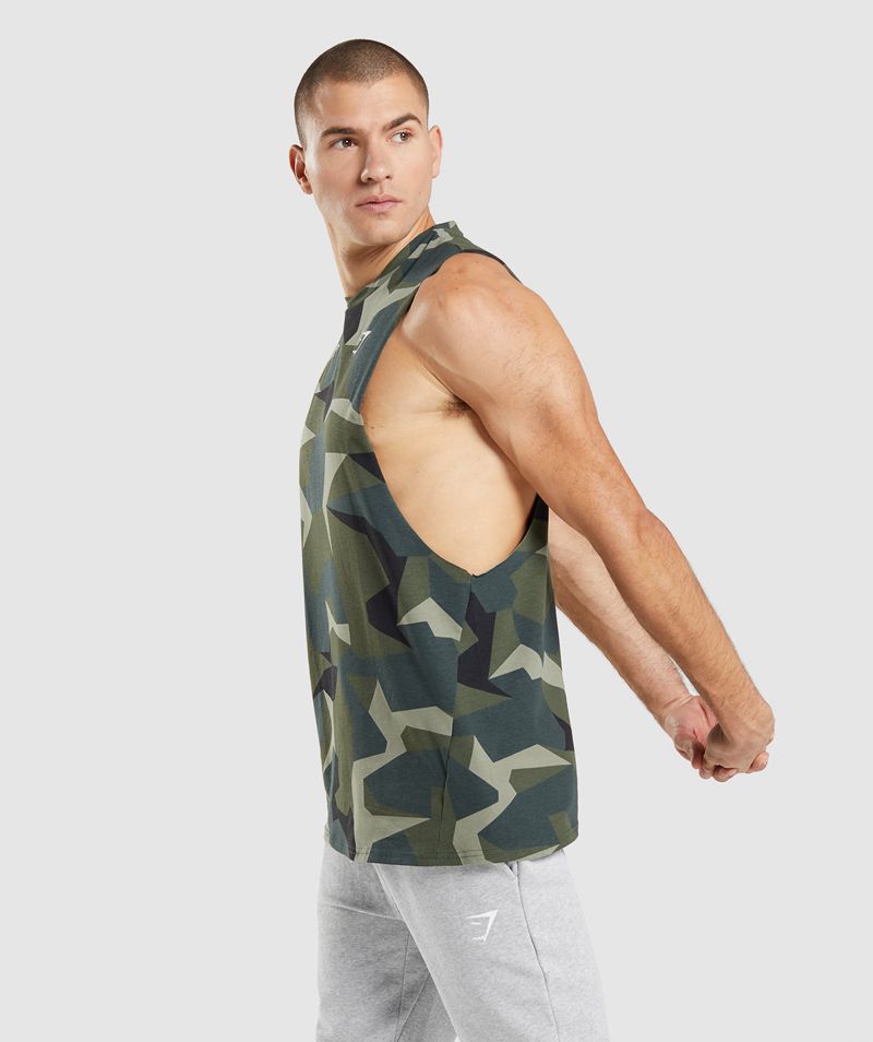 Men's Gymshark Critical Drop Arm Tank Tops Green | USA  9813-BMUNP