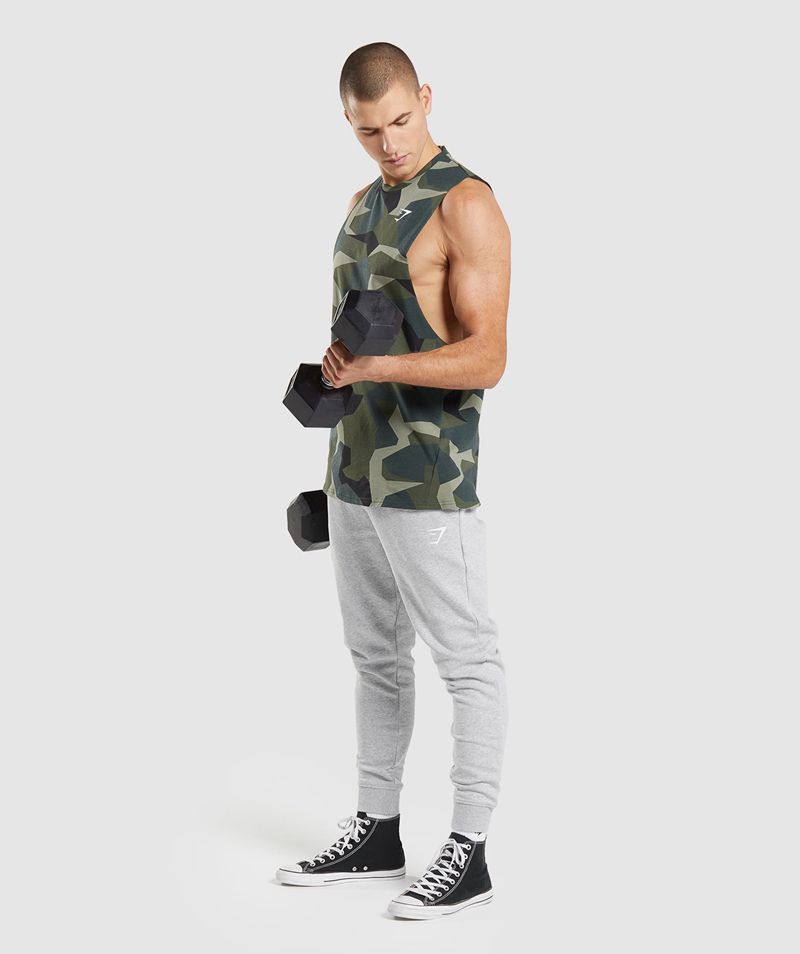 Men's Gymshark Critical Drop Arm Tank Tops Green | USA  9813-BMUNP