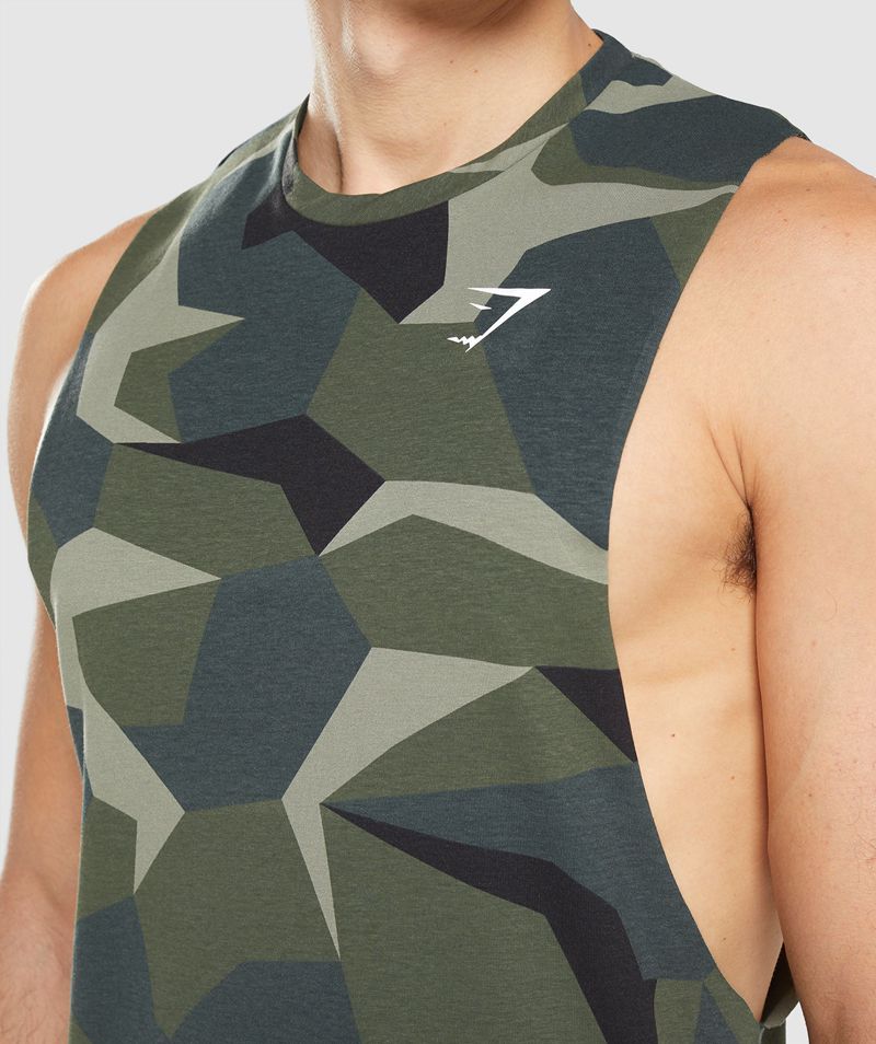 Men's Gymshark Critical Drop Arm Tank Tops Green | USA  9813-BMUNP