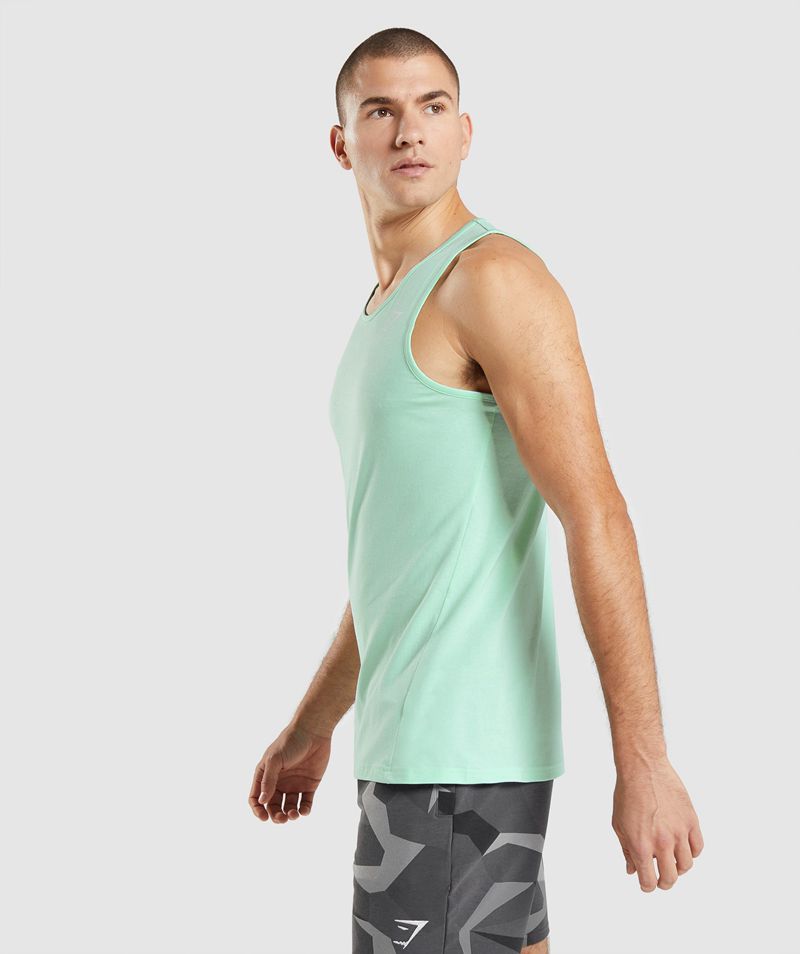 Men's Gymshark Critical Tank Tops Turquoise | USA  2437-MTGZP