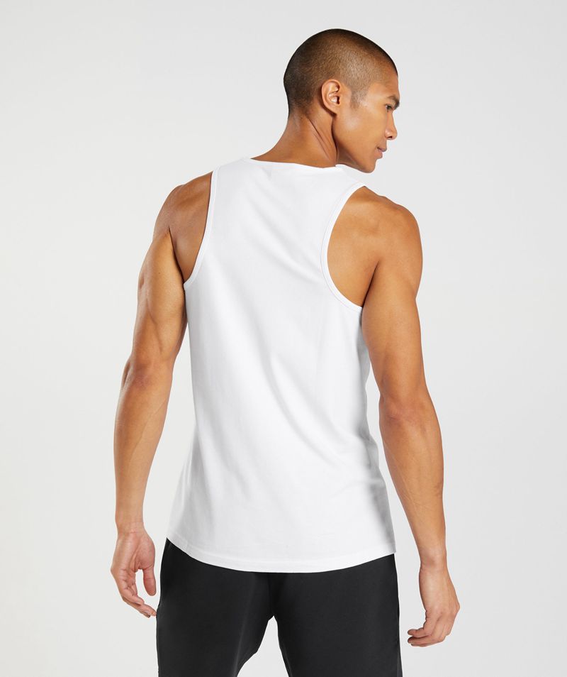 Men's Gymshark Critical Tank Tops White | USA  2340-ZWKHC