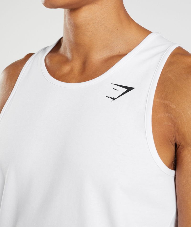 Men's Gymshark Critical Tank Tops White | USA  2340-ZWKHC