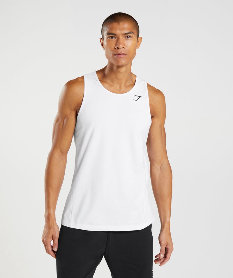 Men\'s Gymshark Critical Tank Tops White | USA  2340-ZWKHC