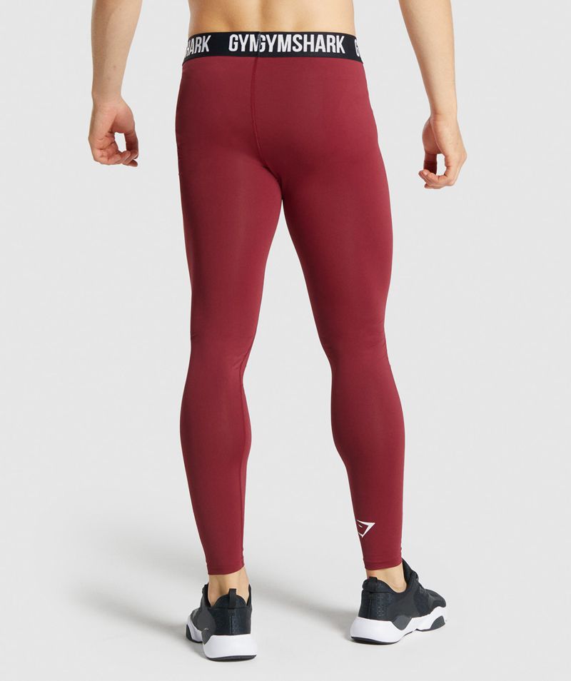 Men's Gymshark Element Baselayer Leggings Burgundy | USA  0123-ELZOV