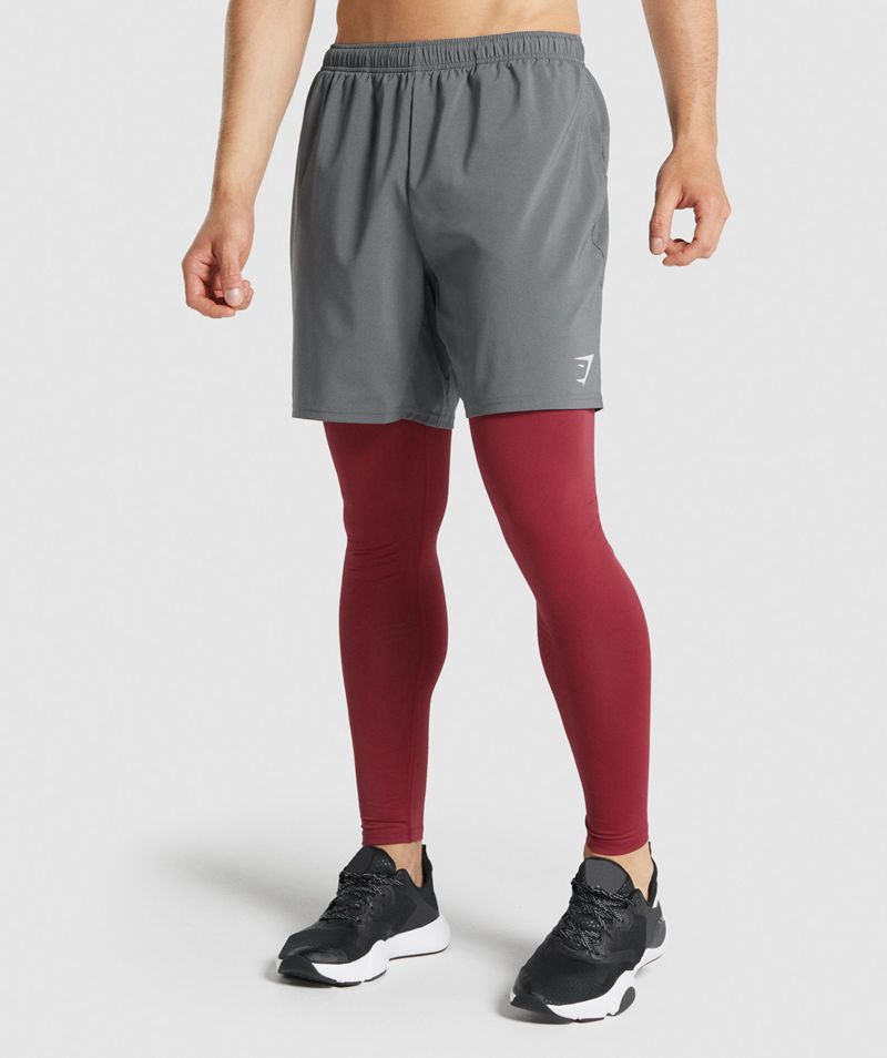 Men's Gymshark Element Baselayer Leggings Burgundy | USA  0123-ELZOV