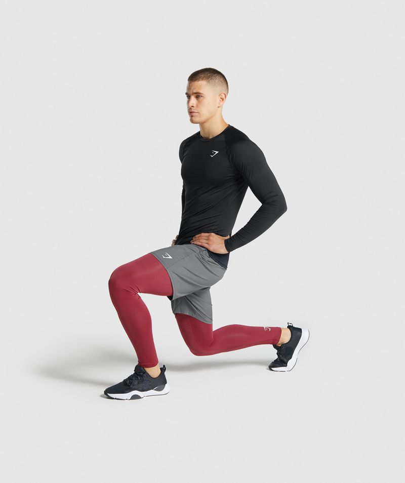 Men's Gymshark Element Baselayer Leggings Burgundy | USA  0123-ELZOV