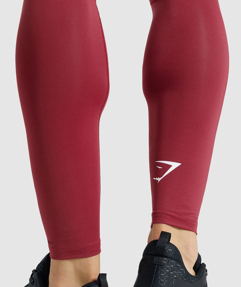 Men's Gymshark Element Baselayer Leggings Burgundy | USA  0123-ELZOV