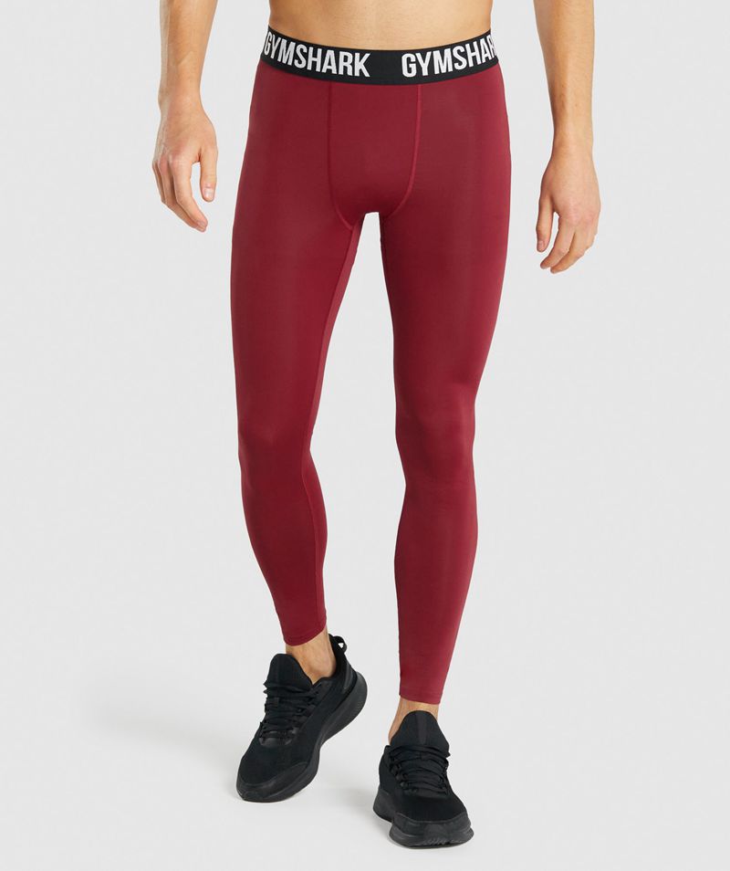 Men\'s Gymshark Element Baselayer Leggings Burgundy | USA  0123-ELZOV