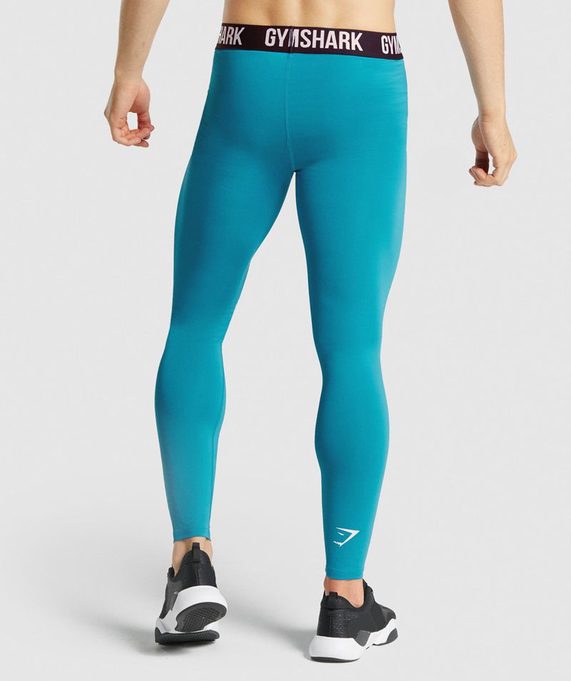 Men's Gymshark Element Baselayer Leggings Blue | USA  3756-VXPGA