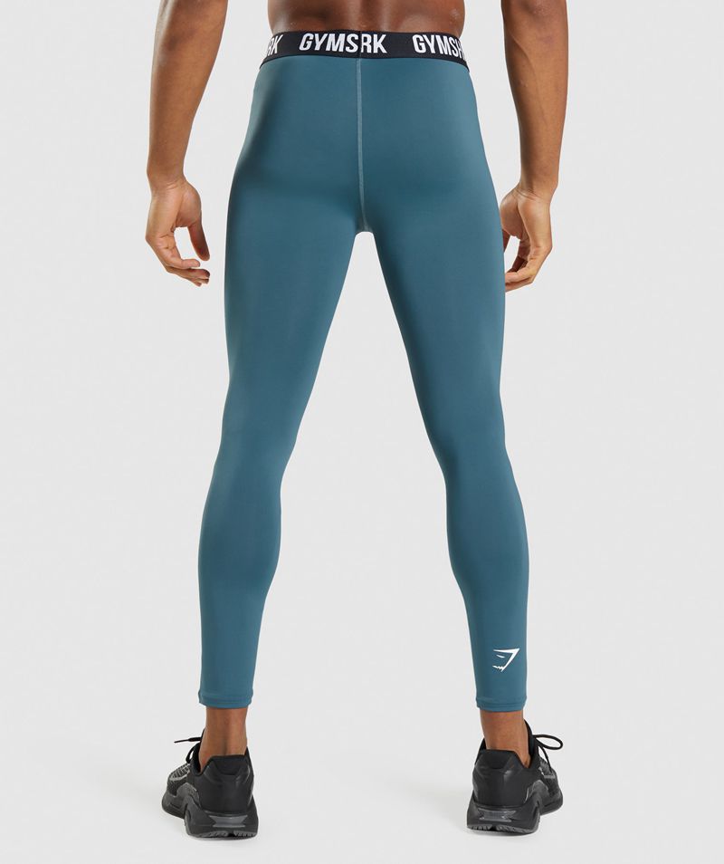 Men's Gymshark Element Baselayer Leggings Turquoise | USA  4875-FNCGK