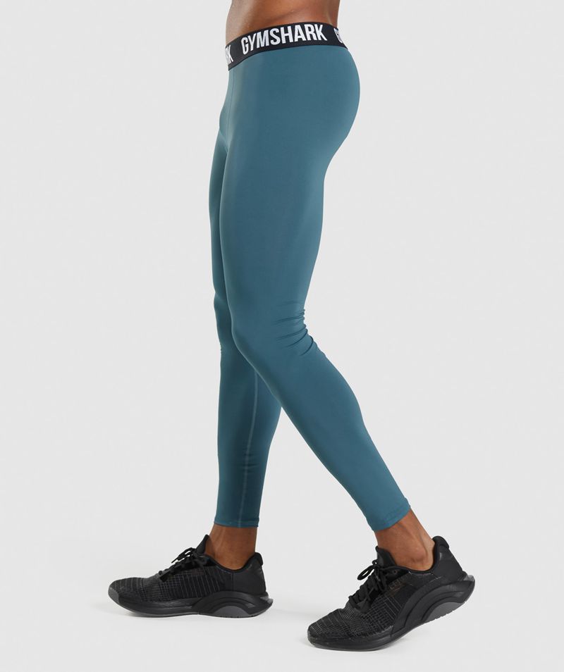 Men's Gymshark Element Baselayer Leggings Turquoise | USA  4875-FNCGK