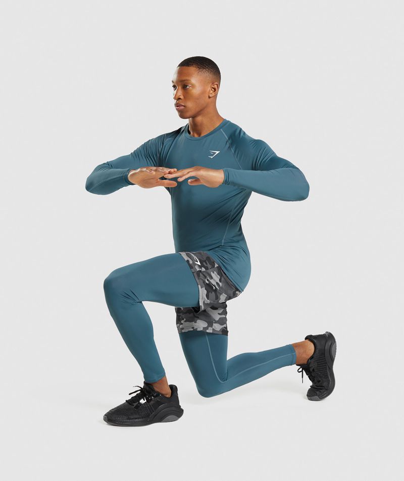 Men's Gymshark Element Baselayer Leggings Turquoise | USA  4875-FNCGK