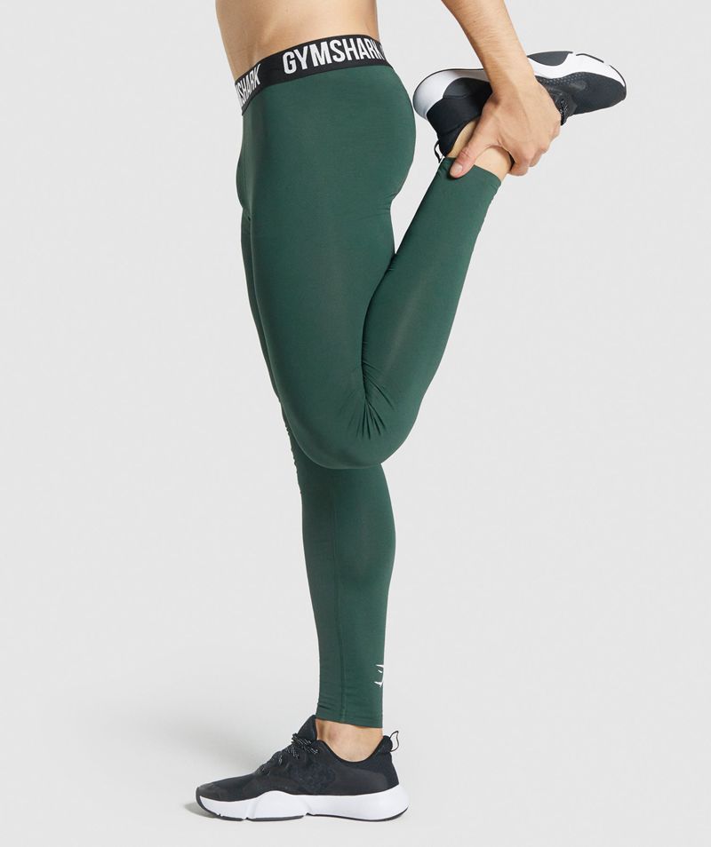 Men's Gymshark Element Baselayer Leggings Dark Green | USA  5280-SIUNY