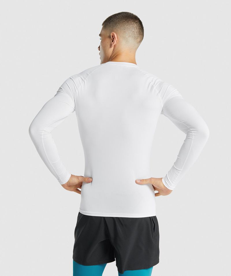 Men's Gymshark Element Baselayer Long Sleeve T-Shirts White | USA  0142-YXREB