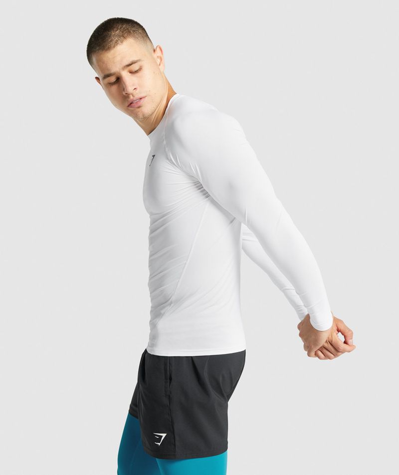 Men's Gymshark Element Baselayer Long Sleeve T-Shirts White | USA  0142-YXREB