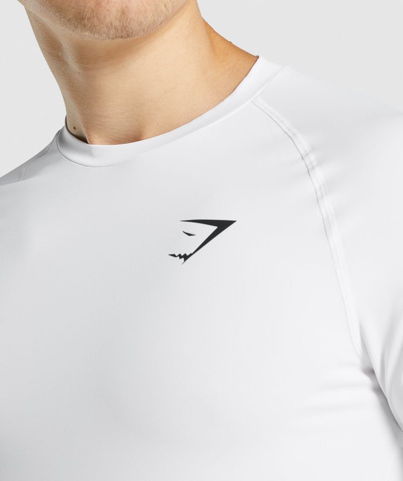 Men's Gymshark Element Baselayer Long Sleeve T-Shirts White | USA  0142-YXREB