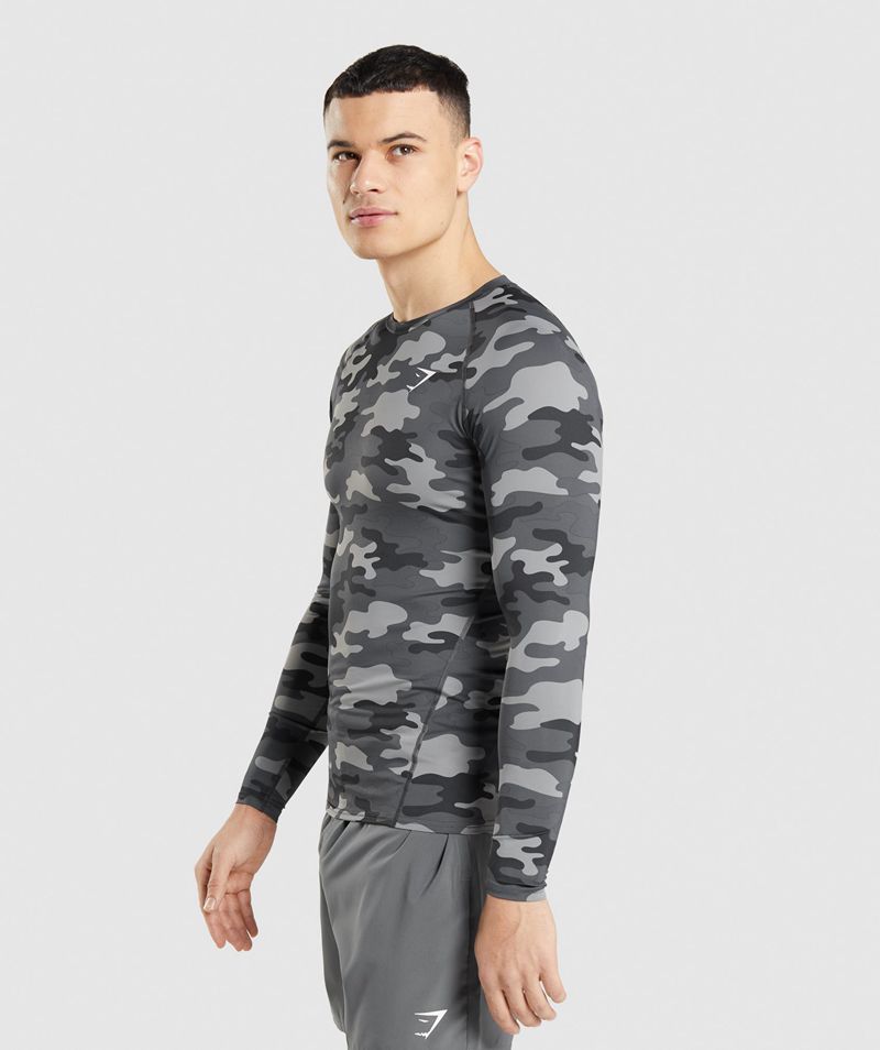 Men's Gymshark Element Baselayer Long Sleeve Tops Grey | USA  3480-ILWBX