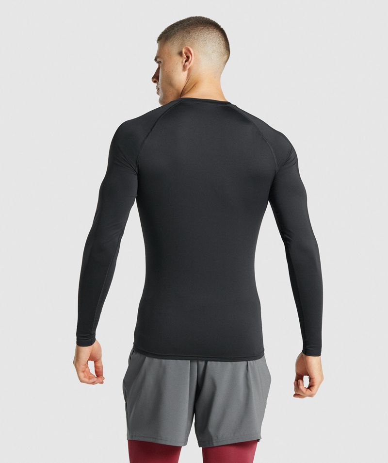 Men's Gymshark Element Baselayer Long Sleeve T-Shirts Black | USA  4687-OASEX